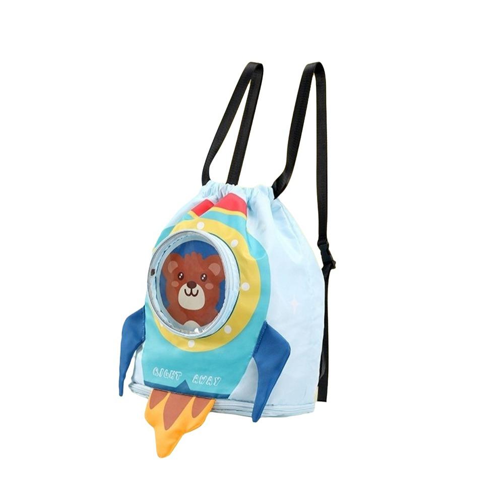 

Oxford Cloth Wet Dry Bag Portable Beach Backpack Cartoon Shark Shark Drawstring Swimming Bag Beach Bear pattern
