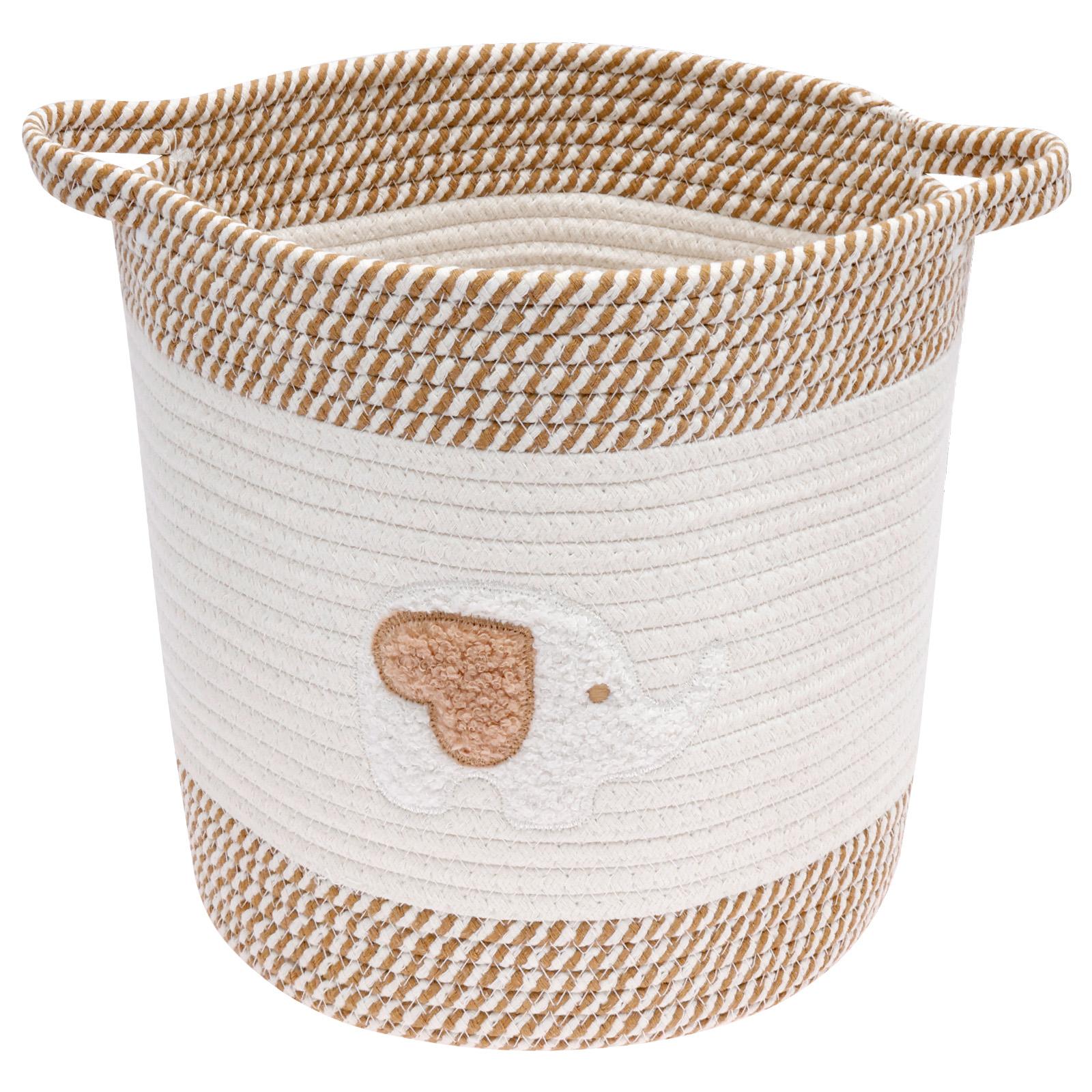 Storage Basket Cotton Corded Rope Multipurpose Sundries Toy Organizer Foldable Household Gift Laundry Basket