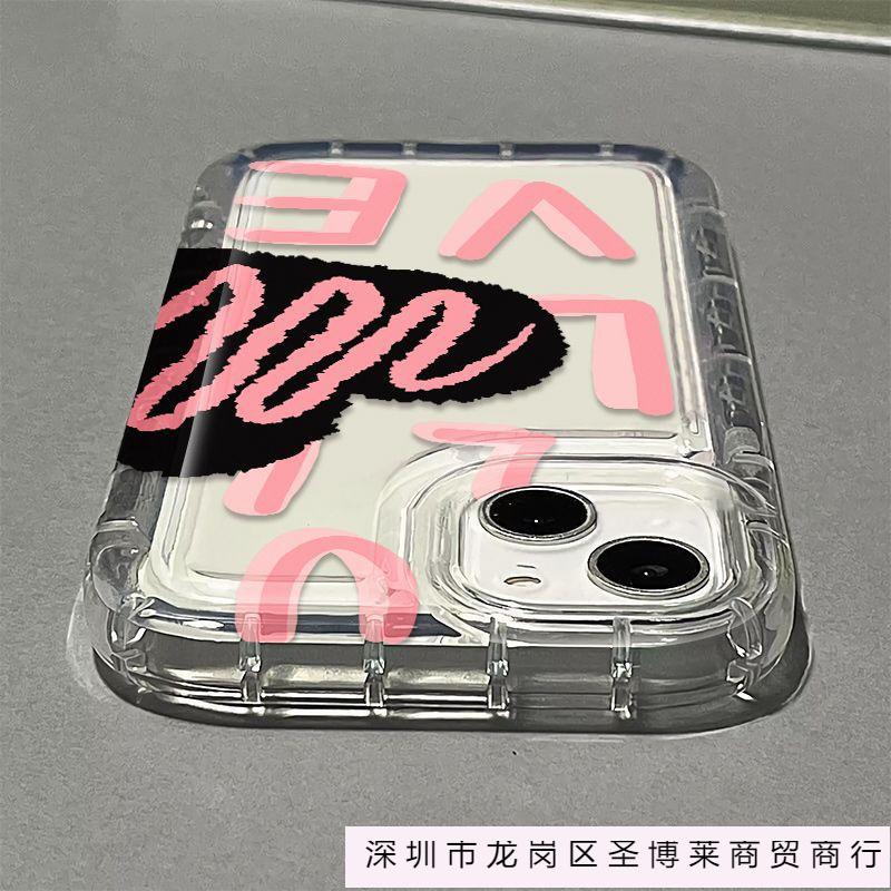 Ins Simple English Apple 15 Mobile Phone Case Iphone14promax Transparent Soft Rubber 13/12/11 Anti-drop XR