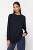 Women's Fashion New Hijab Sweatshirt Navy Blue Woven Piece Knitted Tunic