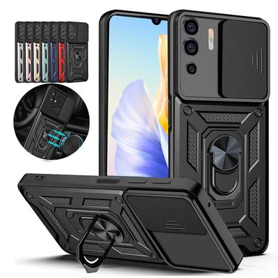 Slide Camera Lens Phone Case For Vivo V21 V21E V23 V23E Y33S Y31 Y30 Y11 Y12 Y15 Y51 Y20i Y21 Y91C 4G 5G Military Grade Shockproof Armor Ring Cover