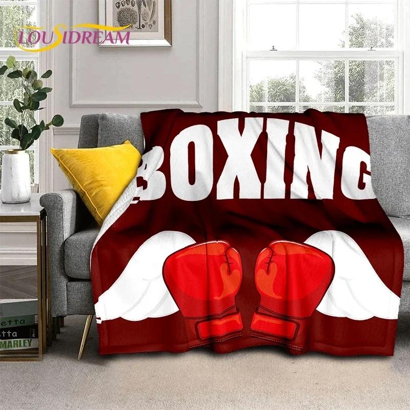 Guantoni da Boxe Pugile Combattimento Cartone Animato Morbida Coperta di Flanella per Letti Camera da Letto Divano Picnic, Coperta Plaid per Coprire Tempo Libero all'Aperto Regalo