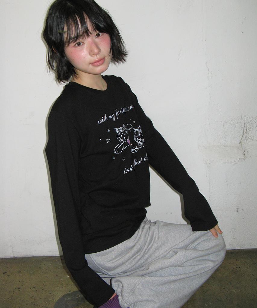 RONRON Softest Dream Cat Long Sleeve Black