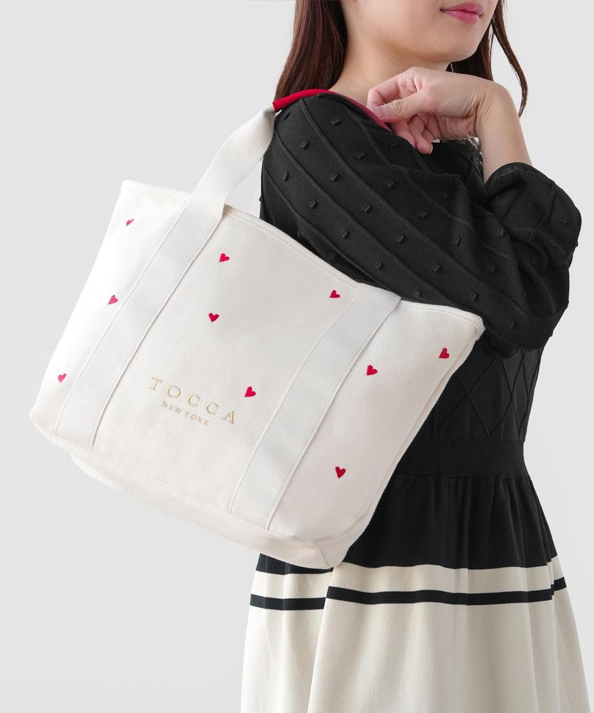 [TOCCA] LUCKY SHOWER CANVASTOTE Canvas Tote Bag (Off-White X Heart Pattern 2) Available In Otona Hyakka Collaboration Colors (Online & Select Stores