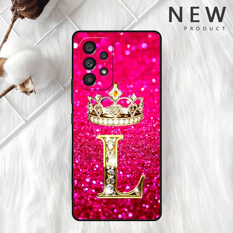 Pink Diamonds Letter Case For Samsung Galaxy A54 A52 A14 5G A53 A12 A13 A71 A23 A34 A33 A21s Phone Cover