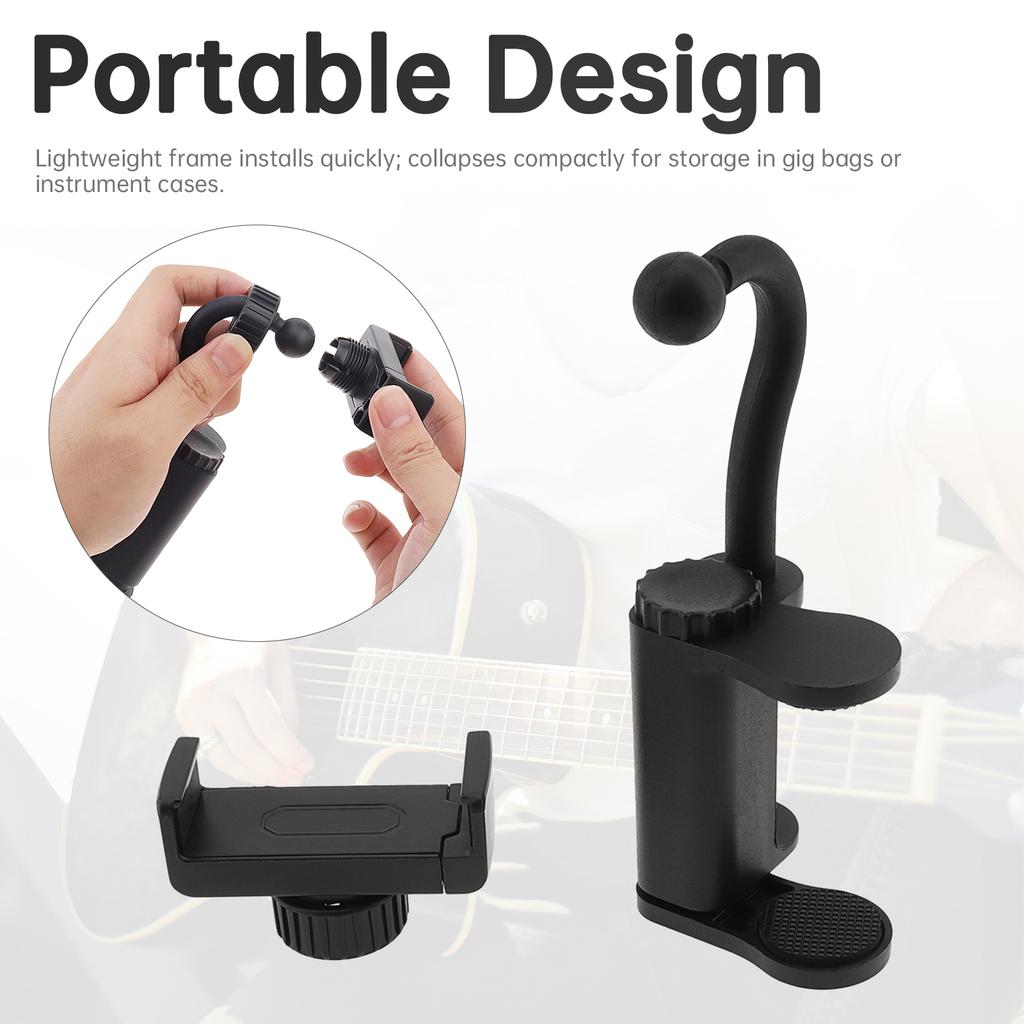 Universal Guitar Phone Holder - Adjustable & Rotatable Mount for Sheet Music, Teaching Videos, Live Streaming & Recording, Classical Smartphone Clip