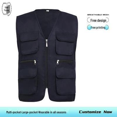 Unisex Multi-Pocket V-Neck Utility Vest