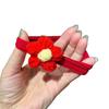 Festive Red Flower Knitted Wool Hair Scrunchie for Girls - Cute and Fashionable New Year Accessory