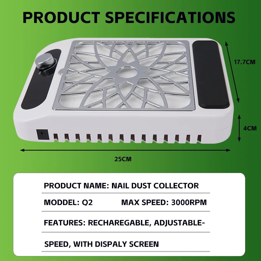 Professional Nail Dust Collector Vacuum Gel Nail Duster with Filter for Nail Art Salon