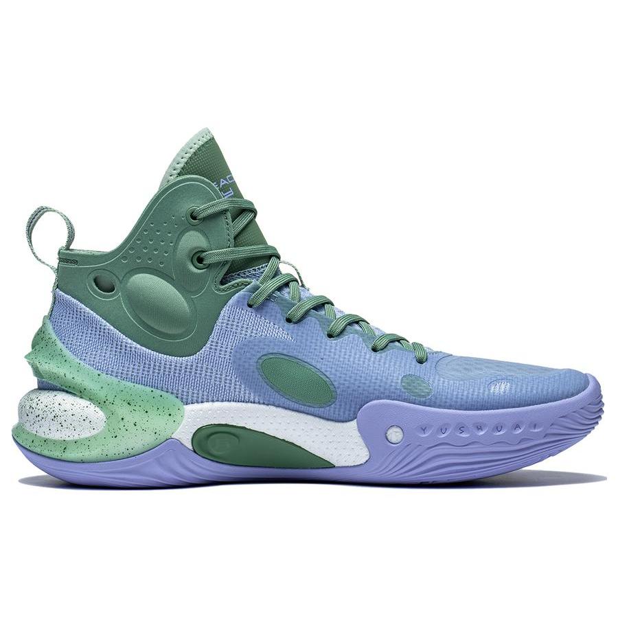 Li Ning YuShuai 17 Textil, Kunstleder Abriebfest Mittelhohe Basketballschuhe Herren Lila Cyan ABAT043-8
