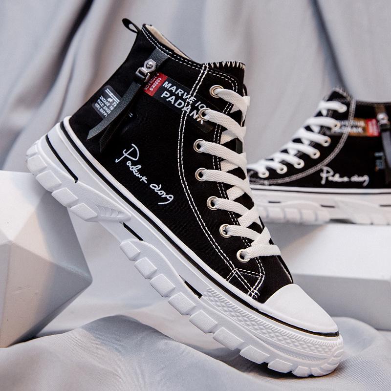 2025 Autumn Men's High-Top Canvas Shoes - Trendy Korean Style Casual Footwear for Students