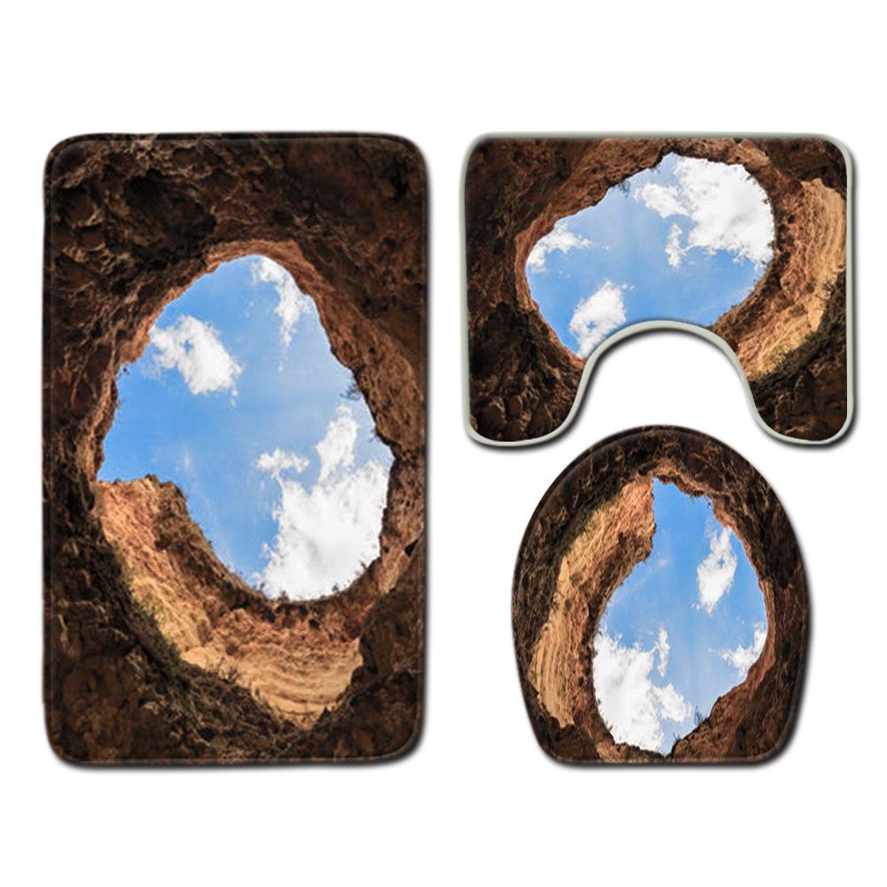 World Scenery Toilet Three-Piece Floor Mat Bathroom 3-Piece Mat Carpet Door Mat Is Now