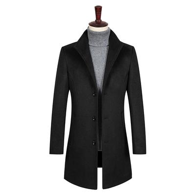 Men's Woolen Coat Medium and Long Suit Collar Cotton Thickened Woolen Coat Men's Coat