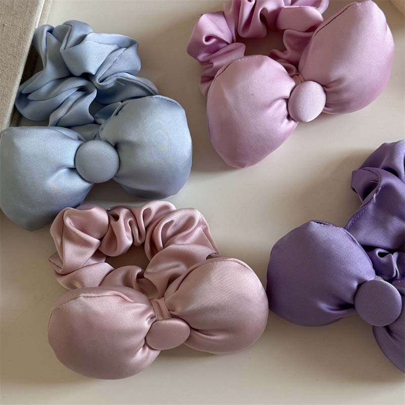 Noi Elastice de Păr Colorate cu Fundă Coreene pentru Femei, Dulci, Culoare Solidă, Satin, Elastice pentru Coadă de Cal, Accesorii de Păr