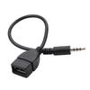 Car AUX to USB Audio Adapter: 3.5mm Male to USB Female OTG Cable for Flash Drive and MP3