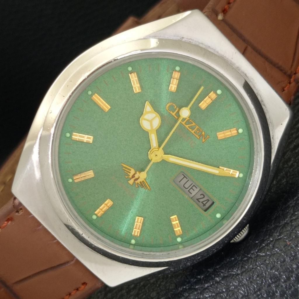 

CITIZEN AUTOMATIC 8200 VINTAGE JAPAN MENS GREEN COLOR DIAL WATCH a702136-5 R208-a702136
