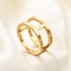 Simple double hollow stainless steel ring I-ring Gold women's fashion all-match ring jewelry gift for couples