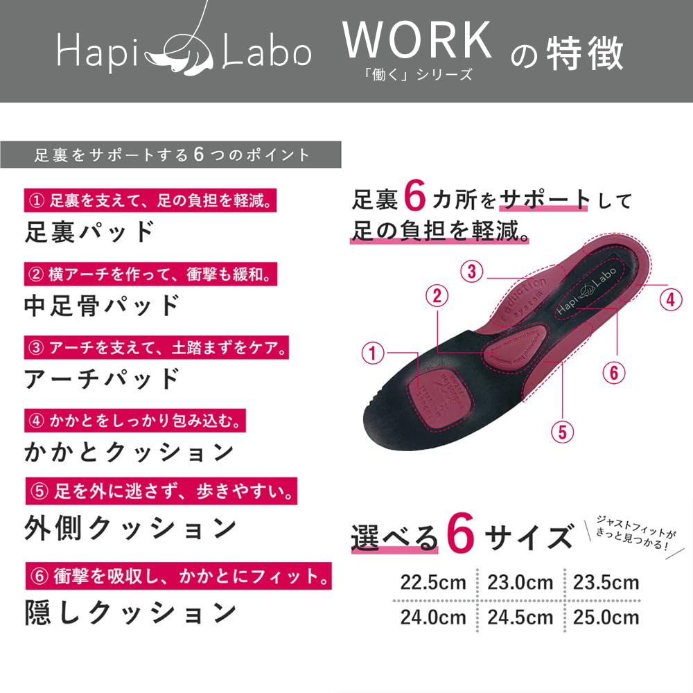 Beisia HapiLabo Work and Made by the Gentle Black with White Perfect for and Formal Size Women's Sneakers, Comfortable, Lightweight, Pain-Free,