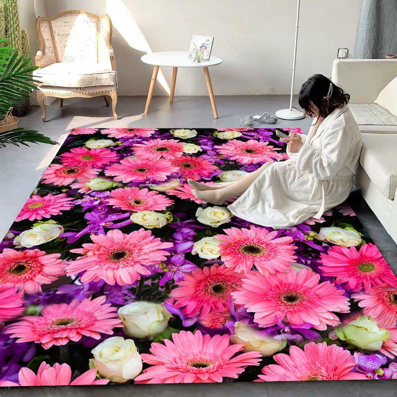 Red Rose Bedroom Carpet Blanket Living Room Coffee Table Floor Mat Washable Custom Mat Door Mat Full of Bay Window Balcony Mat