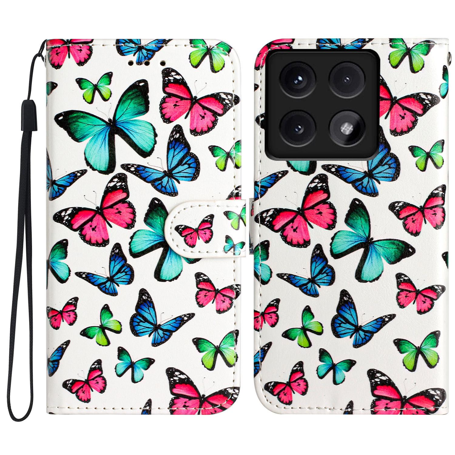 

For Xiaomi 14T Wallet Case Printed Pattern Design Leather Phone Cover Butterflies