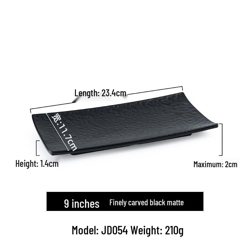 Melamine Black BBQ Plate: Creative Rectangular Hot Pot and Side Dish Plate for Restaurants