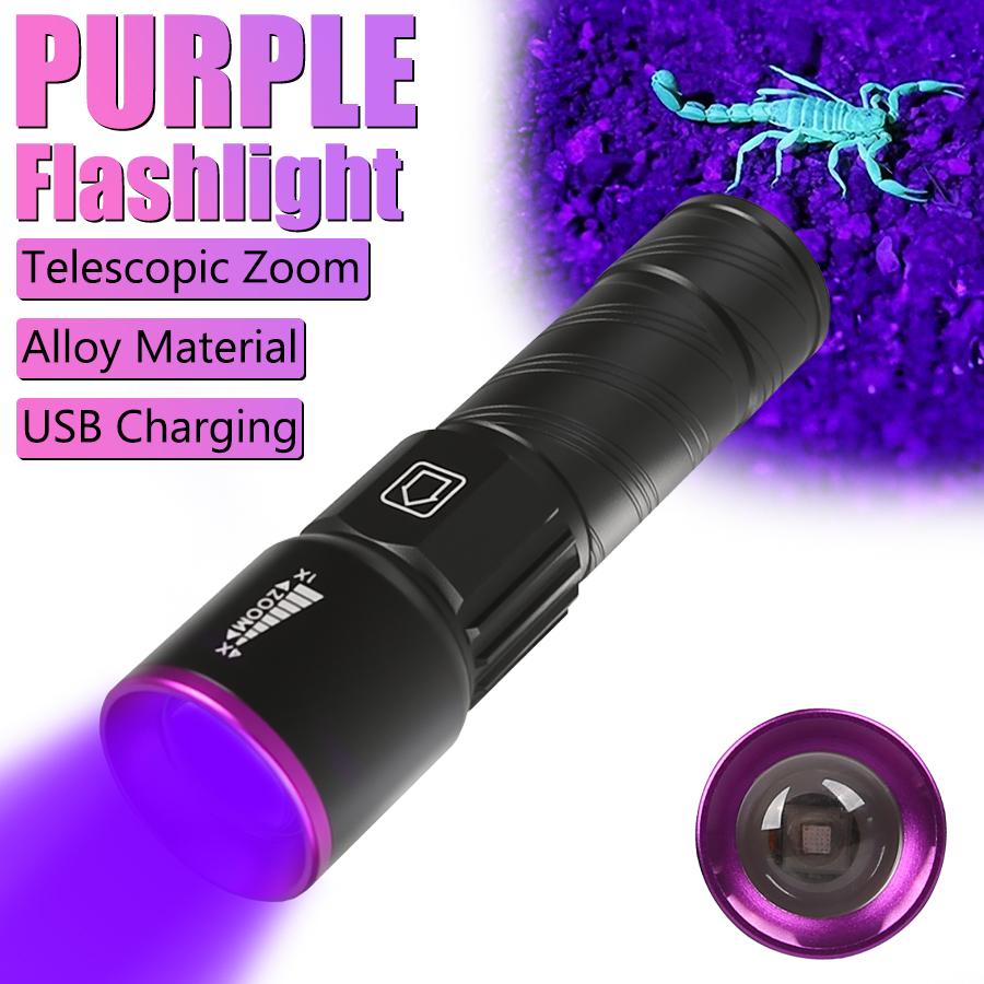 

LED Flashlight Portable 395nm UV Torch Mini Handheld Ultraviolet Light for Pet Stains Anti-counterfeiting Identification