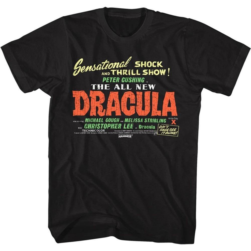 Hammer Horror Dracula Shock and Thrill Black Adult T-Shirt Unisex T-Shirt XL