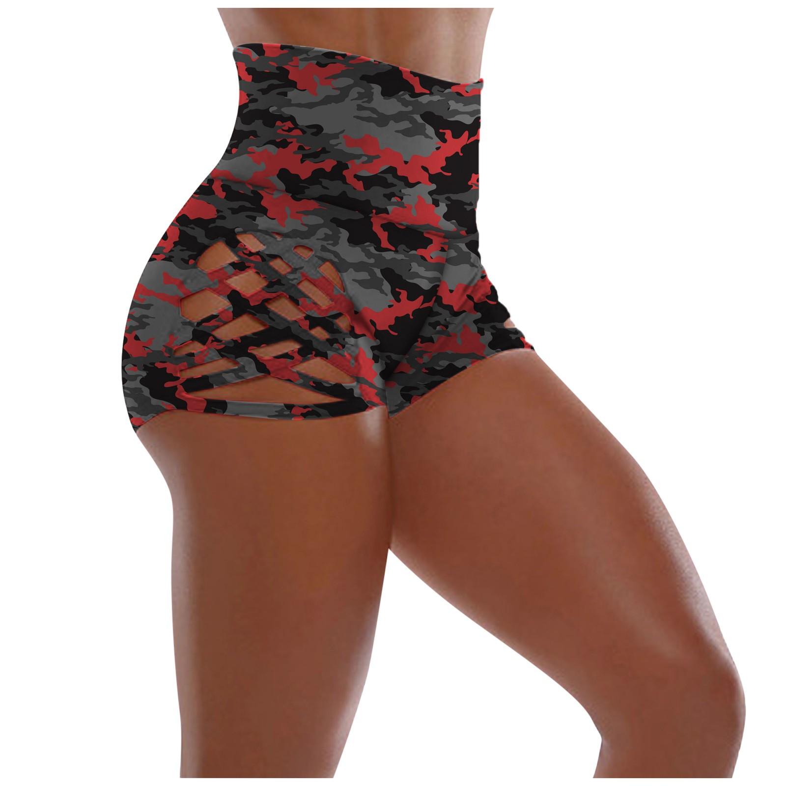 

Женские однотонные спортивные штаны с высокой талией и повязками на ягодицах, шорты для йоги M красный