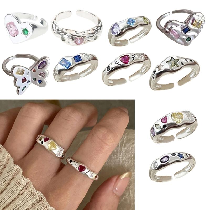 Adjustable Rings Zircon Rings Engagement Rings Y2K Rings Aesthetic Jewelry Alloy Material Great Gift for Women Gifts