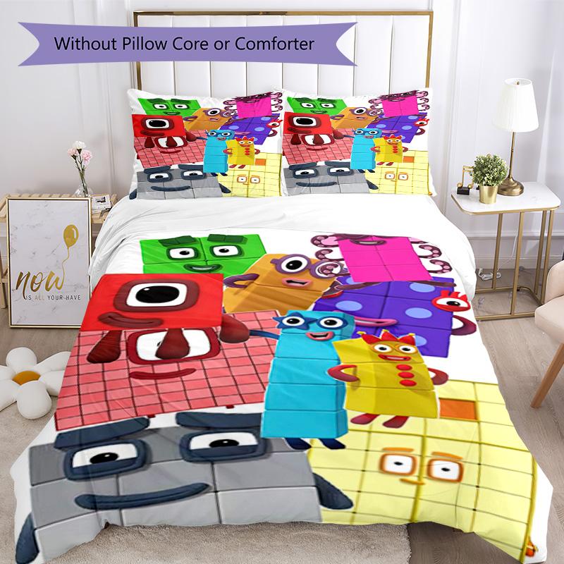 Numberblocks Bettwäsche-Set Atmungsaktiver Bettbezug mit Kissenbezügen Heimdekoration Geburtstagsgeschenk