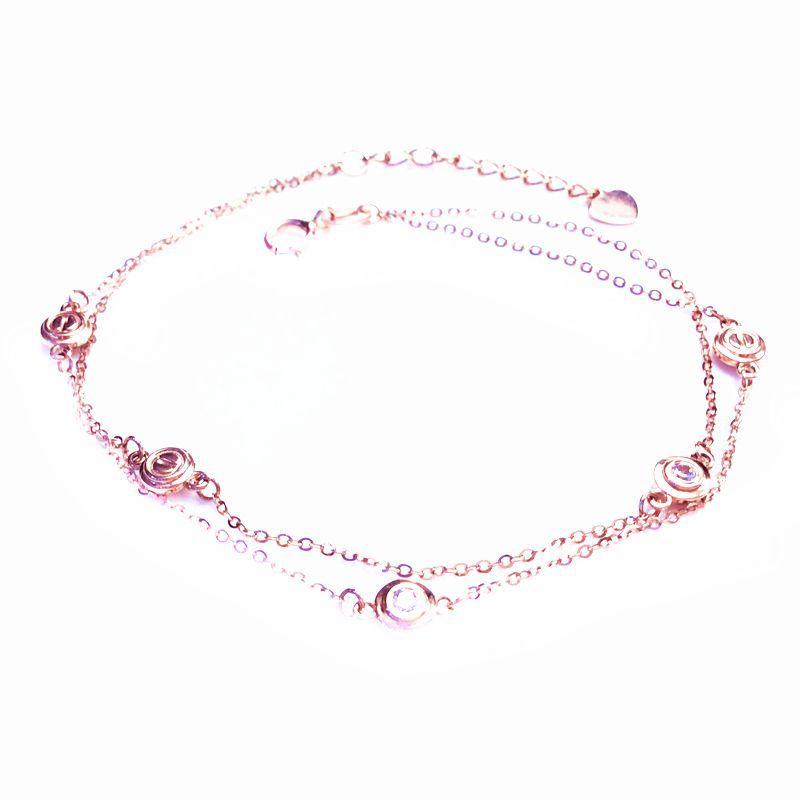 585 Purple Gold Exquisite Delicate And Shiny Round Bracelet, Rose Gold-Plated Zircon Double-Layer Bracelet.