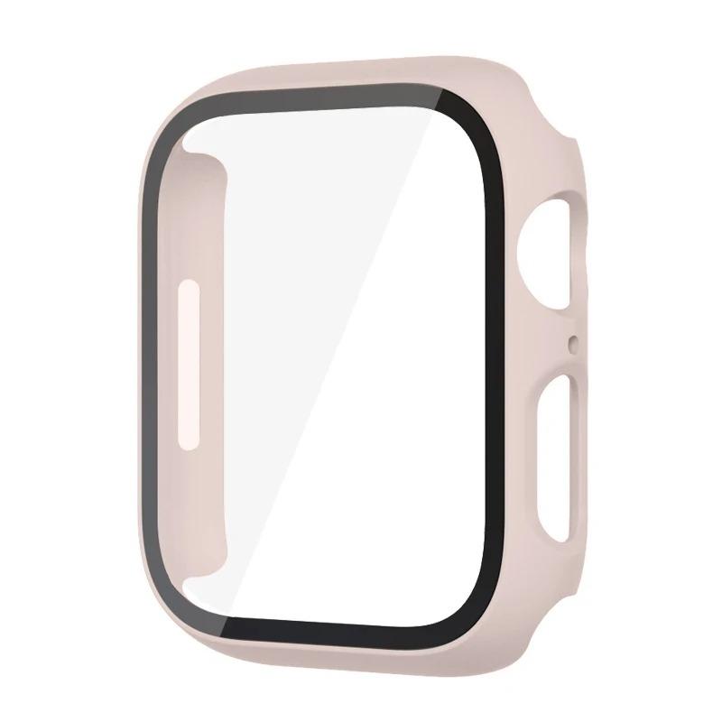 Glass+Cover For Apple Watch case 44mm 40mm 45mm 41mm 42mm 38mm correa Screen Protector iwatch series 9 8 7 SE 3 case Accessories