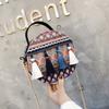 Korean Style Small Round Shoulder Bag With Chain Strap And Tassel For Girls