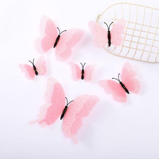6 stk 3D Glitter Sommerfugl Vægdekoration Dobbeltlag Vinge Sommerfugl Vægkunst Klistermærker Selvklæbende Genanvendelige Vægklistermærker til Børneværelse Soveværelse Stue