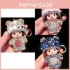 Transparent Monkey Keychain With Simple Buckle And Crystal Material