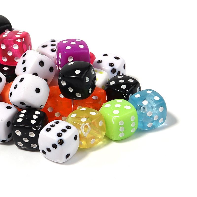 50-Piece Pack: 8mm Colorful Transparent Acrylic Square Dice Beads for DIY Jewelry and Mahjong.