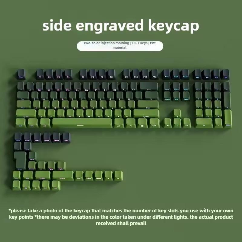 Keycap Set Side Engraved Gradient Color 134 Keys Pbt Double Sided Printed Shiny Backlit Keycaps For Mechanical Keyboards