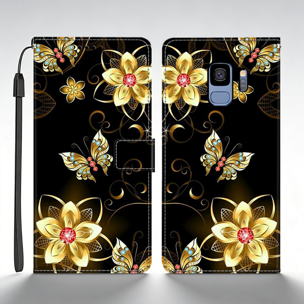Pro Samsung Galaxy S9 Plus Pouzdro Kožené Flip Peněženkové Pouzdro Pro Samsung S9 GalaxyS9+ Zadní Kryt Tištěná Motýlí Kočičí Skořápka Funda