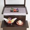 Hasegawa Buddhist Altar: Obon Decoration, Made In Japan, Chirimen Fabric, Assorted Offering Set with Stand, Height 8cm X Base Width 12cm X Depth 12cm