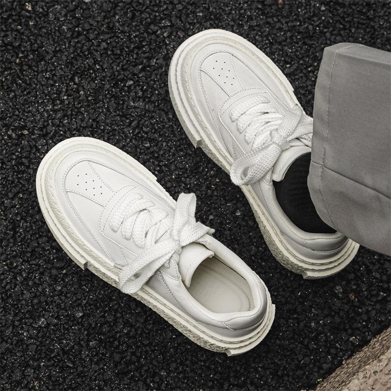 Sports and leisure little white shoes, high-end sense of design, men's niche thick-soled heightening single shoes, spring and autumn 50557-J