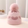 New Winter Baby Hat Double-layer Thickened Jacquard Love Knitted Hat 0-December Newborn Wool Hat