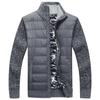 Winter Men's Warm Knitted Jacket with Plush and Thick Standing Collar Men's Loose Size Padded Cardigan
