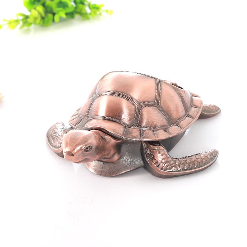 Turtle Shaped Ashtray Metal Ash Holder for Indoor Outdoor Home Bar Red