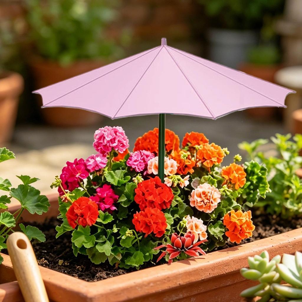 Sombra Para Plantas 3 Piezas Protección UV Sombra 26.5cm Sombrilla de Jardín Con Estaca Para Exterior Patio Balcón Macizo de Flores