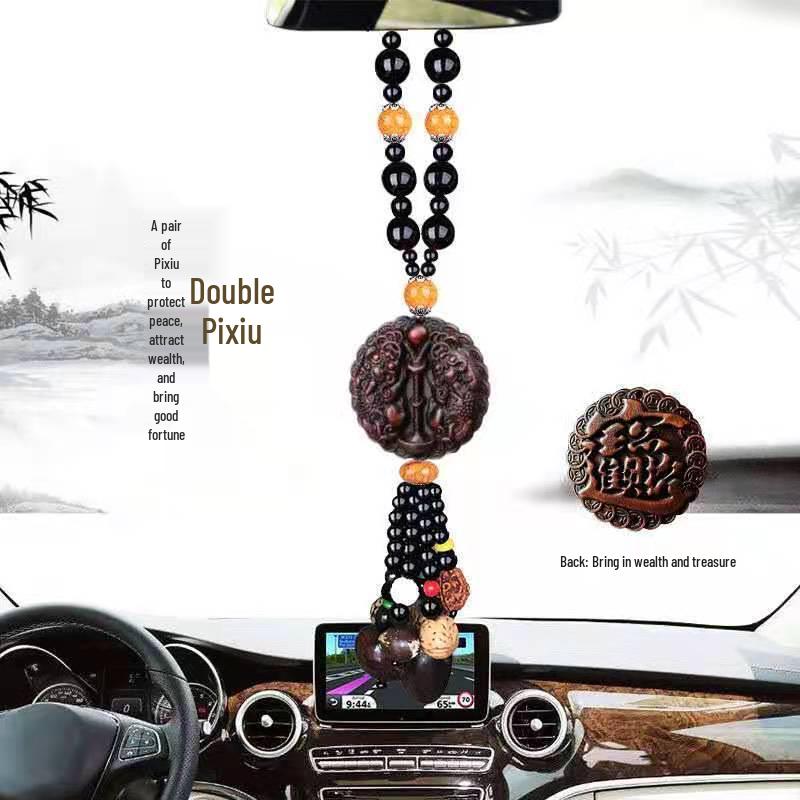 Men's Luxury Peach Wood Pixiu Car Hanging Ornament