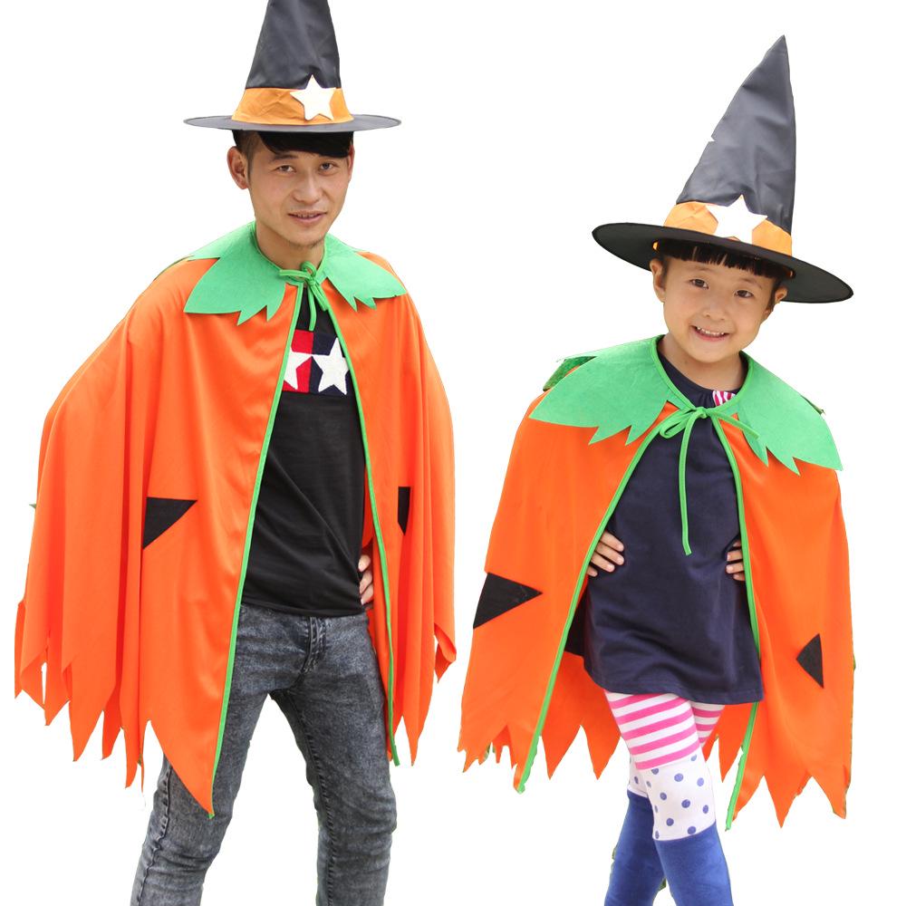 Halloween Pumpkin Costume for Kids and Adults: Masquerade Dress-Up Cloak and Outfit for Parent-Child Performance