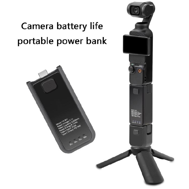 Compactly Battery Handle Power Grip 2200mAh Extended Operation Hot Swappable Design USB C Port Mount for Pocket 3 Camera