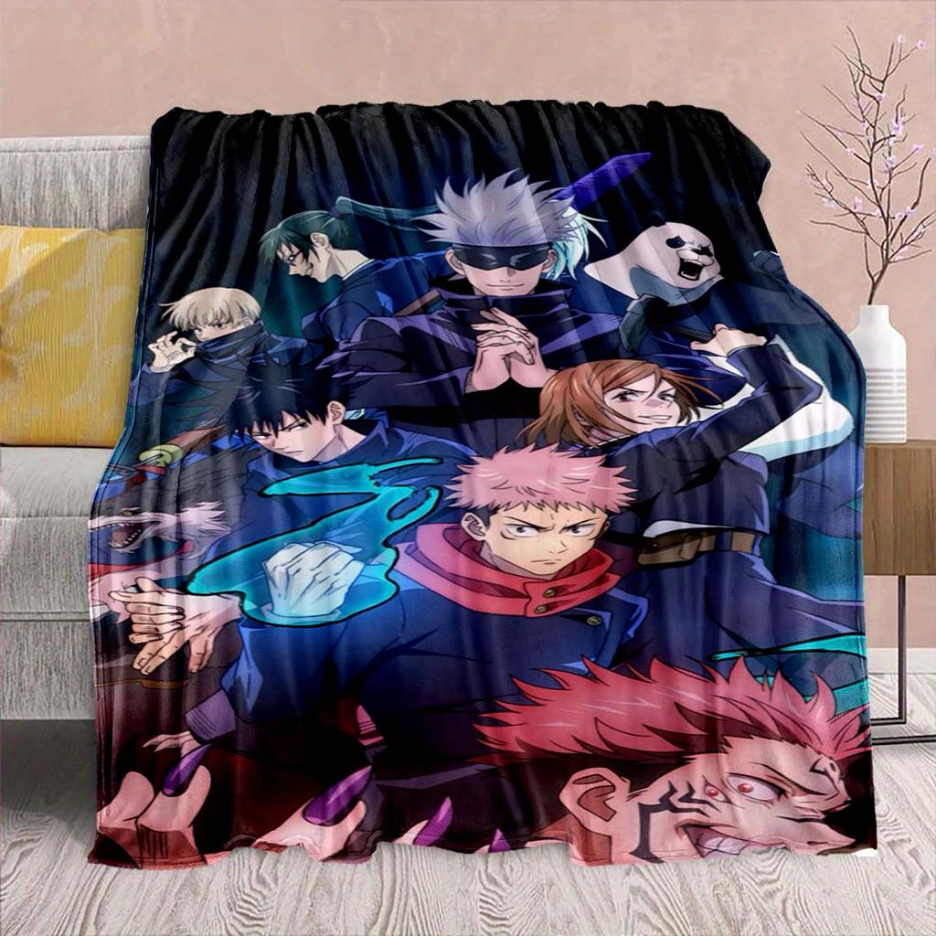 Jujutsu Kaisen Anime Flanelldecke - Weich Warm Perfekt für Sofa, Bettwäsche Camping Reise Büro Heimdekoration -QJY