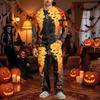 Men's Halloween Pajama Set Long Sleeve with Button Fly and Elastic Waist Drawstring for Sleepwear