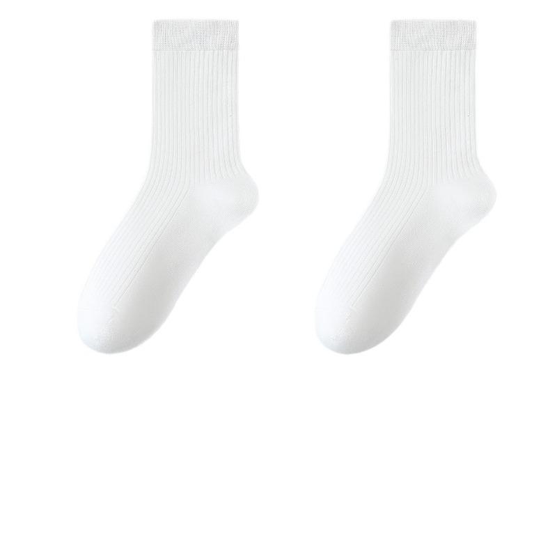 Female Spring and Autumn Simple All Purpose Pure Color Vertical Anti Bacterial Anti Odor Cotton Socks